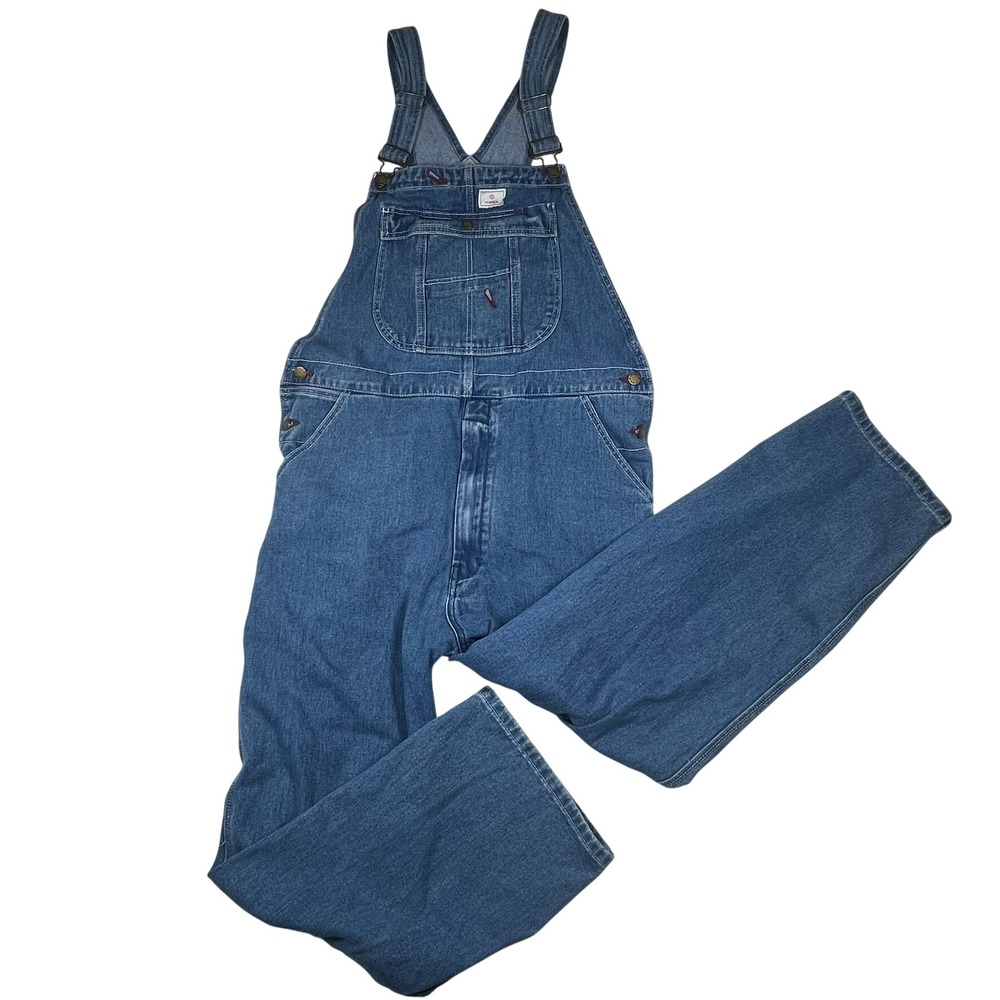 Hisea Denim Big Overalls Men 38x30 Blue Cotton Utility Workwear Carpenter